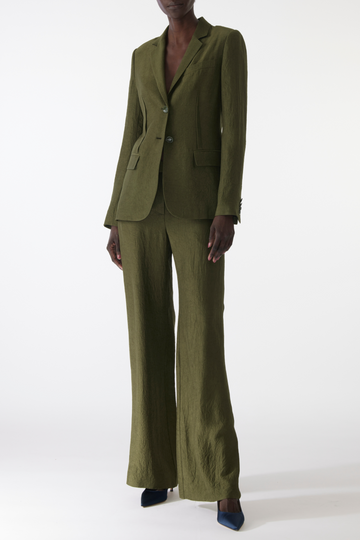 CRINKLED SATIN SINGLE- BREASTED BLAZER view 1