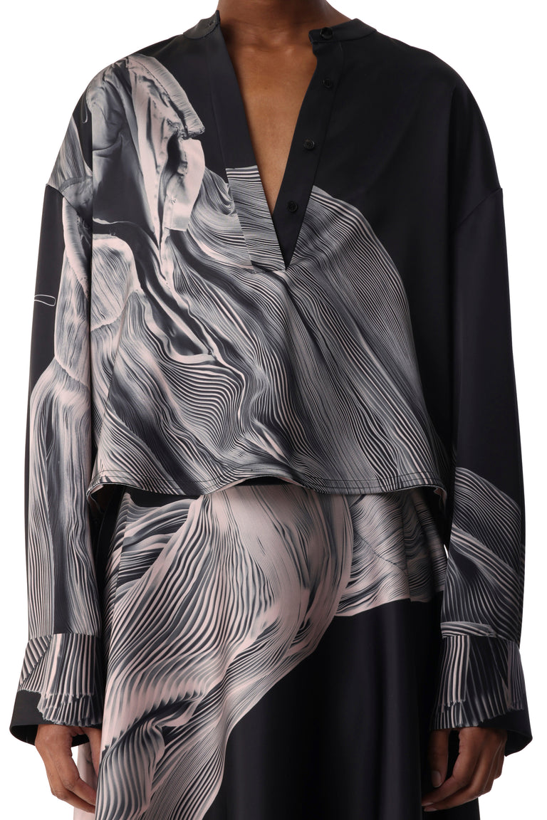 DOUBLE-FACE SATIN OVERSIZE SHIRT WITH DANCING PLEA view 2