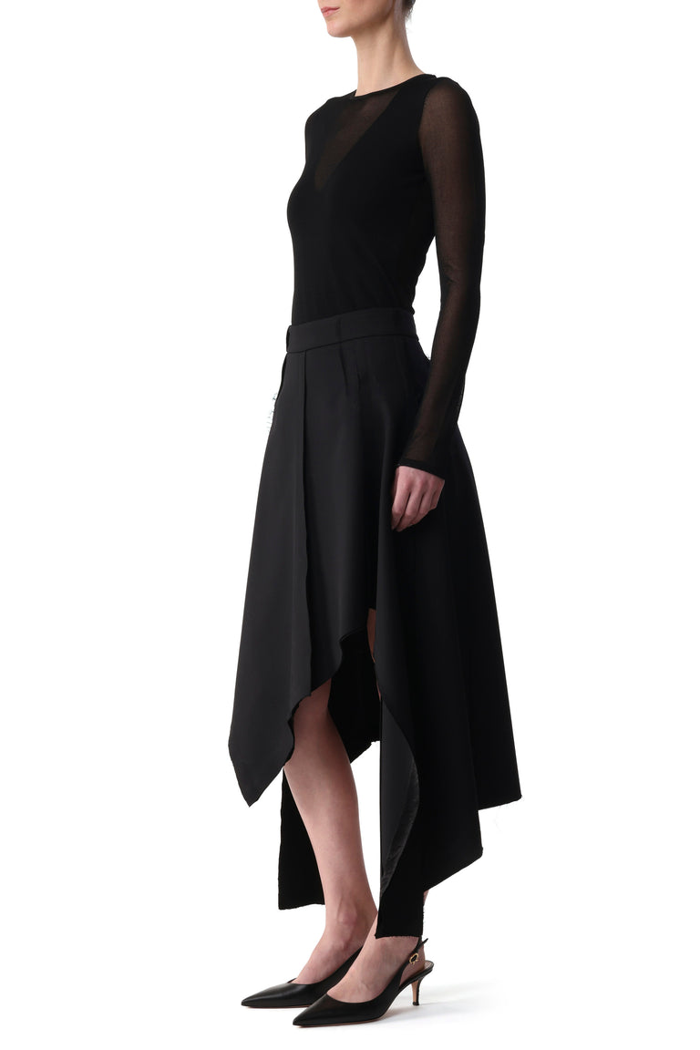 LONG SLEEVE KNIT TOP WITH SHEER V-NECK view 3