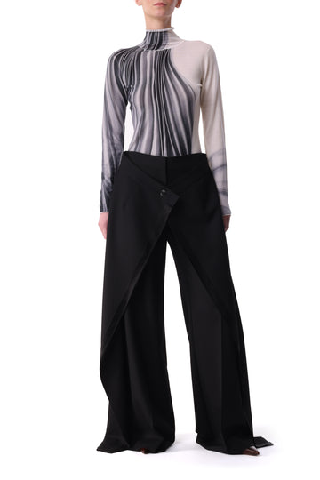 WOOL SUITING WIDE LEG PANT WITH SIDE EXTENSIONS view 1