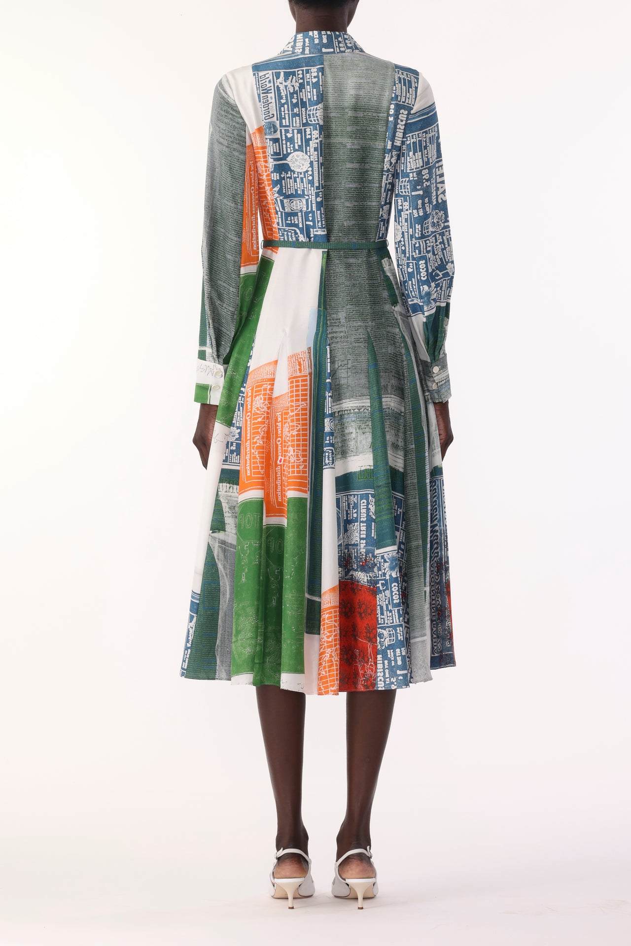 SANDWASHED SILK MIDI SHIRTDRESS WITH PLATTER ARTWORK BY ROBERT RAUSCHENBERG view 4