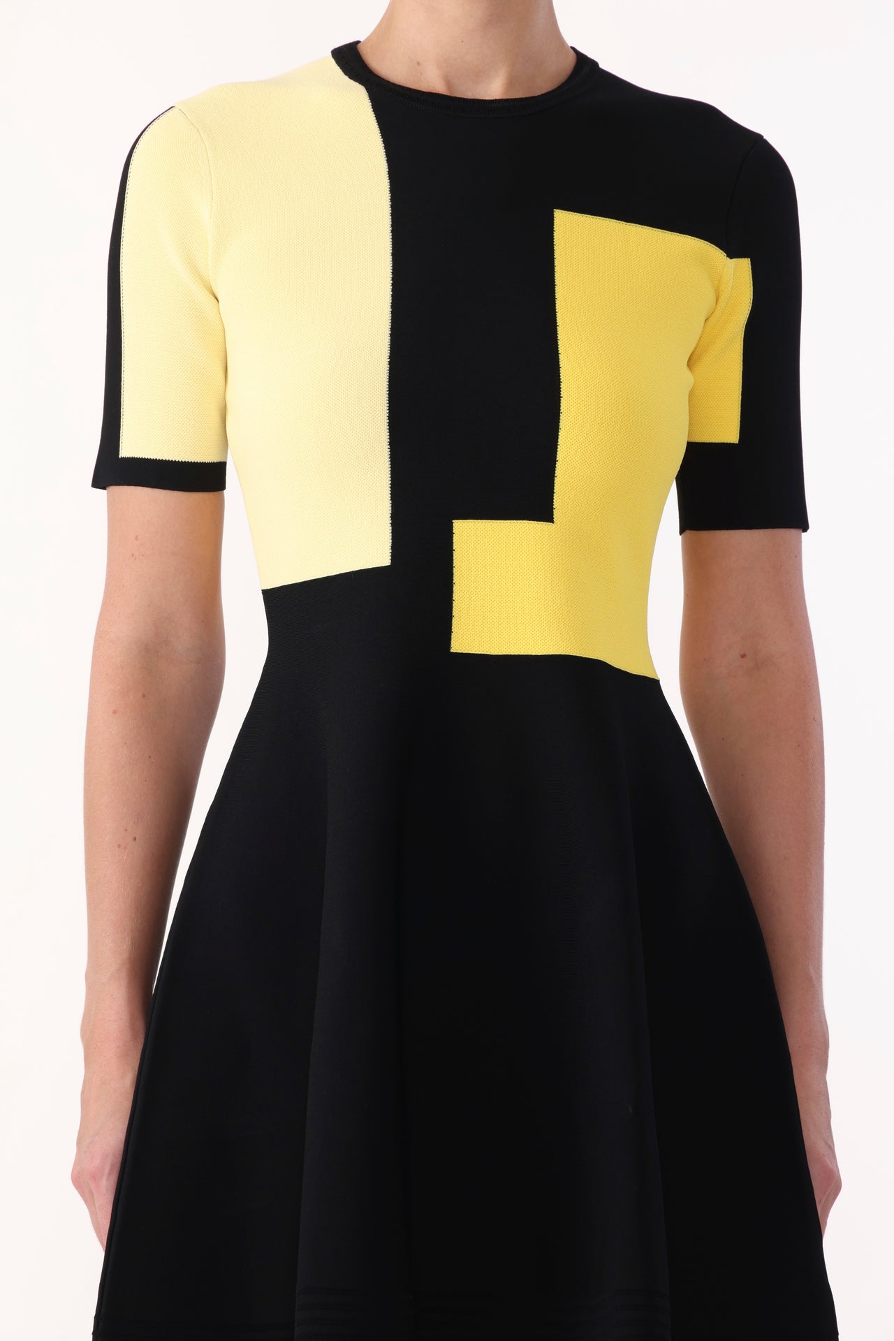 COLORBLOCK KNIT MINI DRESS WITH FLARE SKIRT view 4