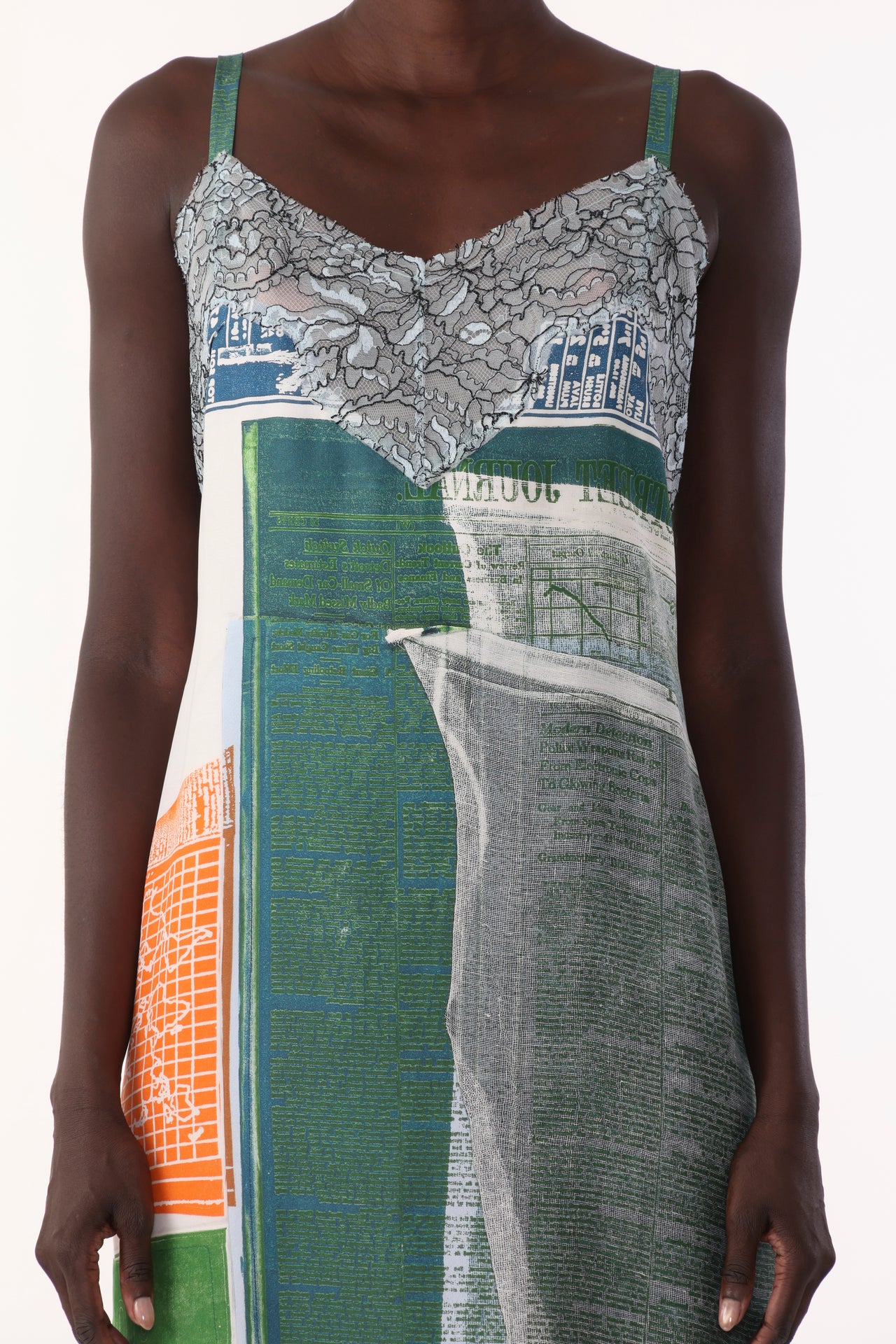 COLLAGE SLIP DRESS WITH PLATTER ARTWORK BY ROBERT RAUSCHENBERG view 4