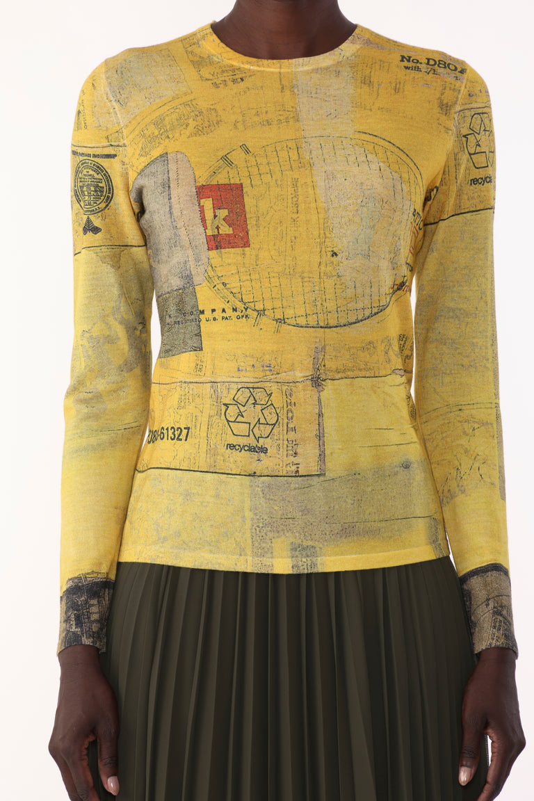 MERINO WOOL KNIT CREW NECK WITH SULPHUR BANK ARTWORK BY ROBERT RAUSCHENBERG view 5