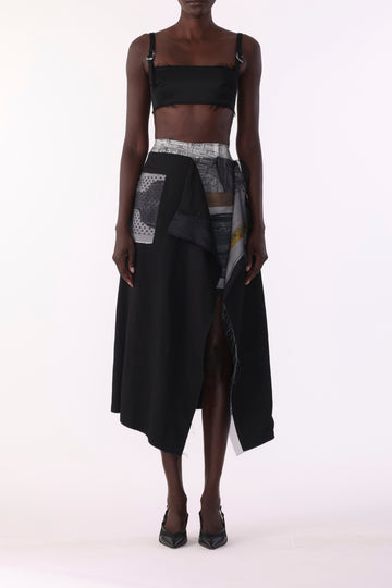 COLLAGE MIDI SKIRT WITH SHEEPHEAD ARTWORK BY ROBERT RAUSCHENBERG view 1