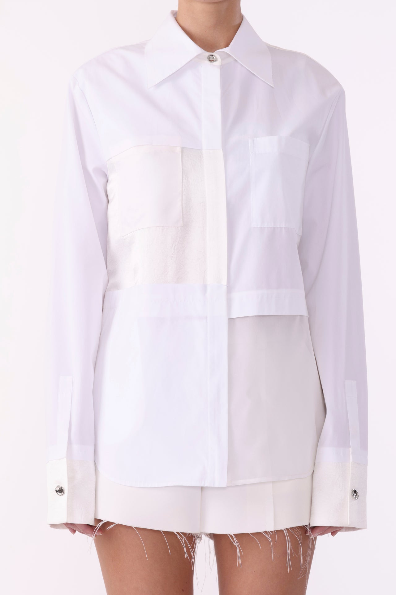 COLLAGE LONG SLEEVE ZIP-UP COTTON SHIRT view 5