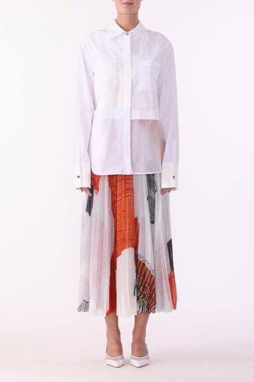 COLLAGE LONG SLEEVE ZIP-UP COTTON SHIRT view 1