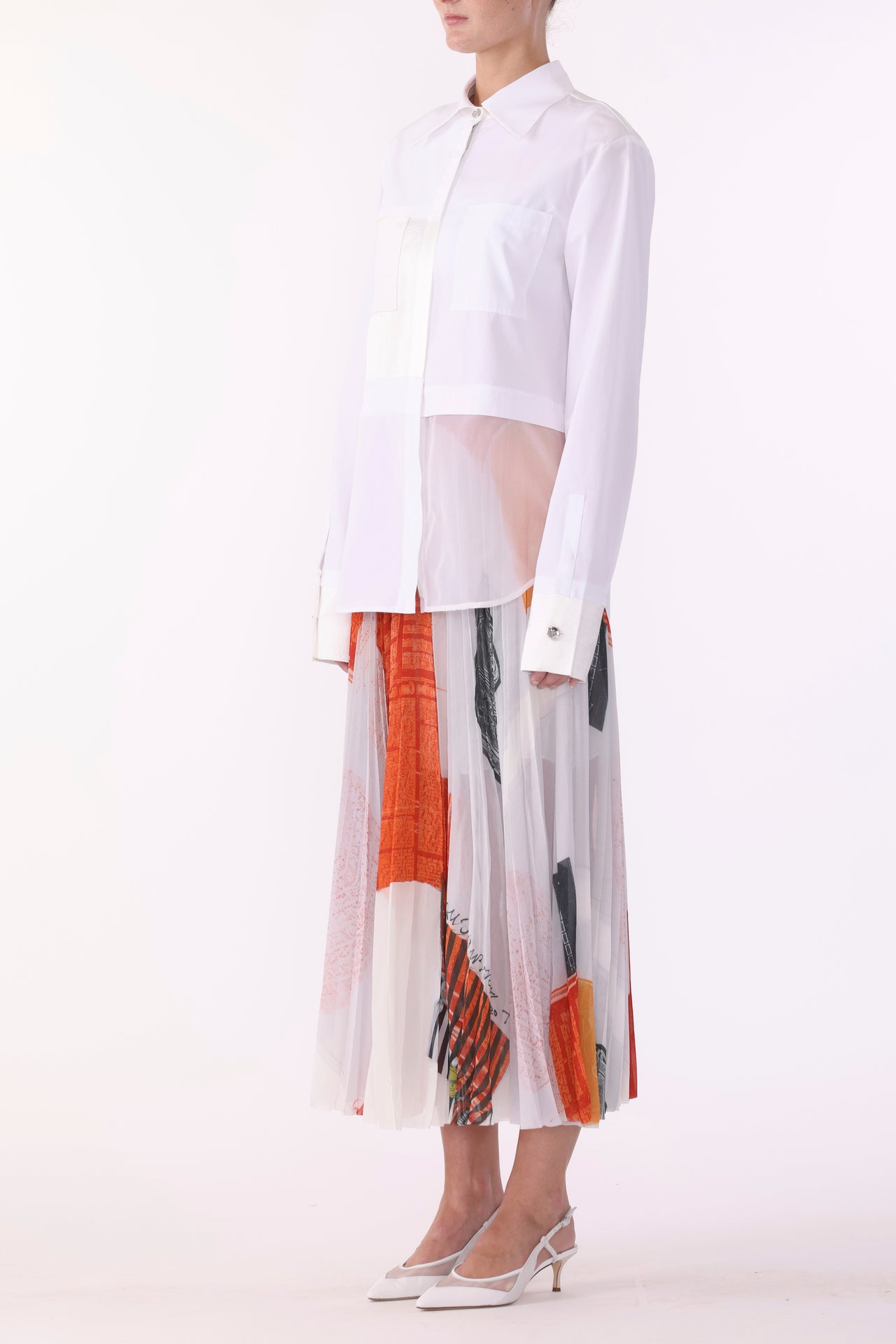 COLLAGE LONG SLEEVE ZIP-UP COTTON SHIRT view 3