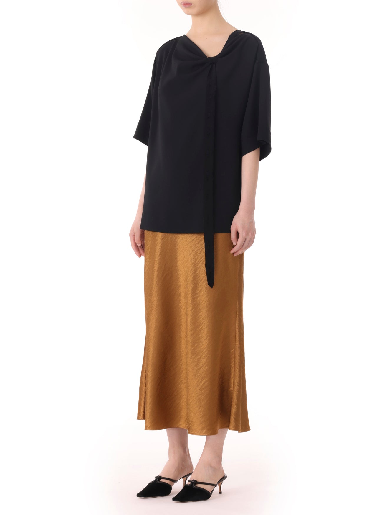 HAMMERED SATIN MIDI SLIP SKIRT view 2