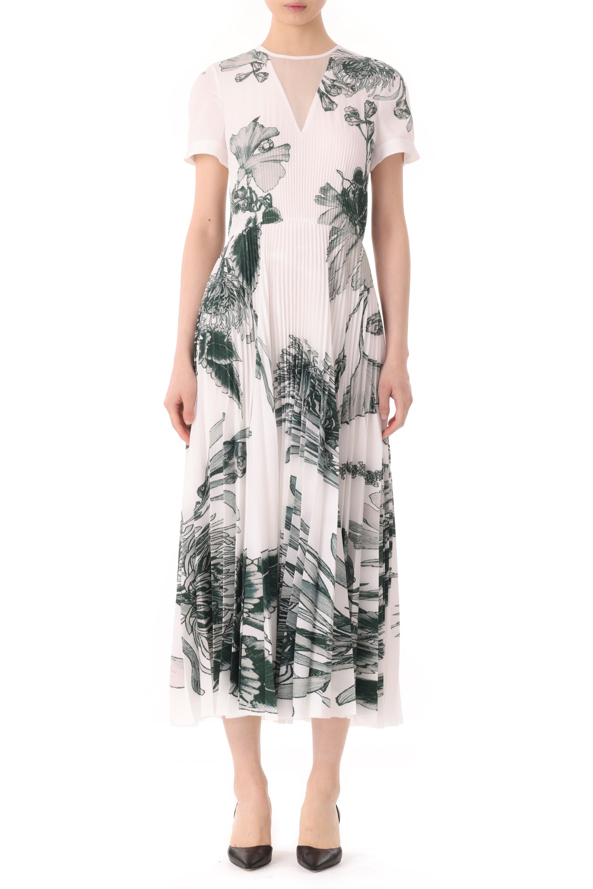 PINCUSHION FLORAL PRINTED PLEATED MIDI DRESS view 1