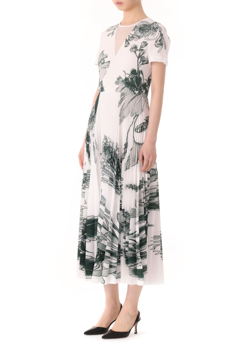 PINCUSHION FLORAL PRINTED PLEATED MIDI DRESS view 2