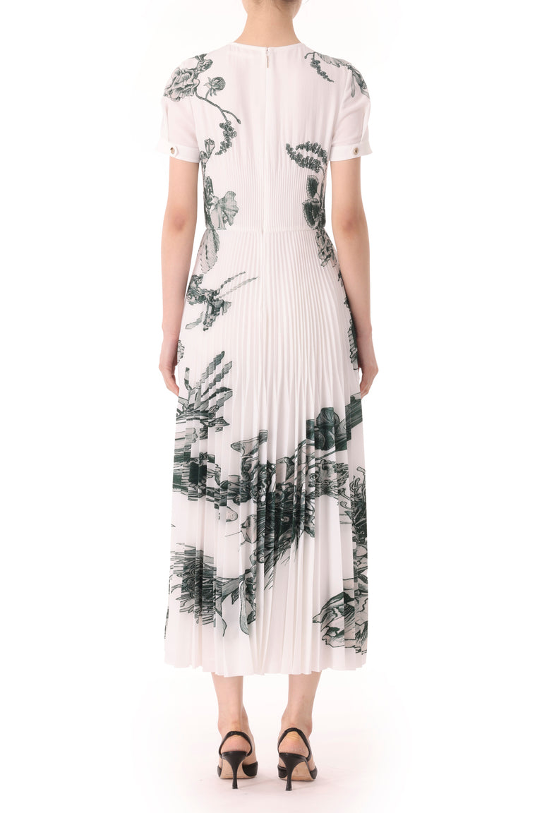 PINCUSHION FLORAL PRINTED PLEATED MIDI DRESS view 3