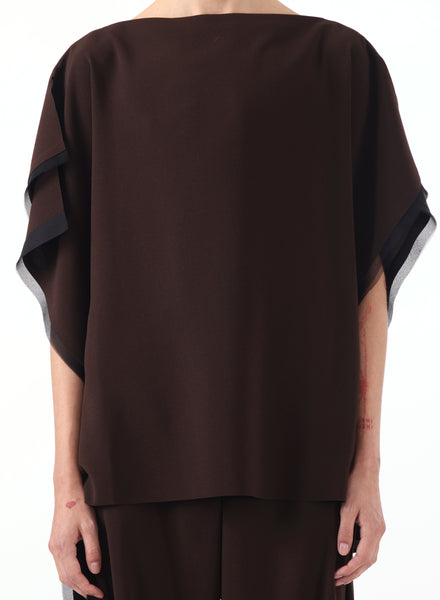 ASYMMETRICAL CREPE BOATNECK TOP WITH ORGANZA TRIM – Jason Wu Studio
