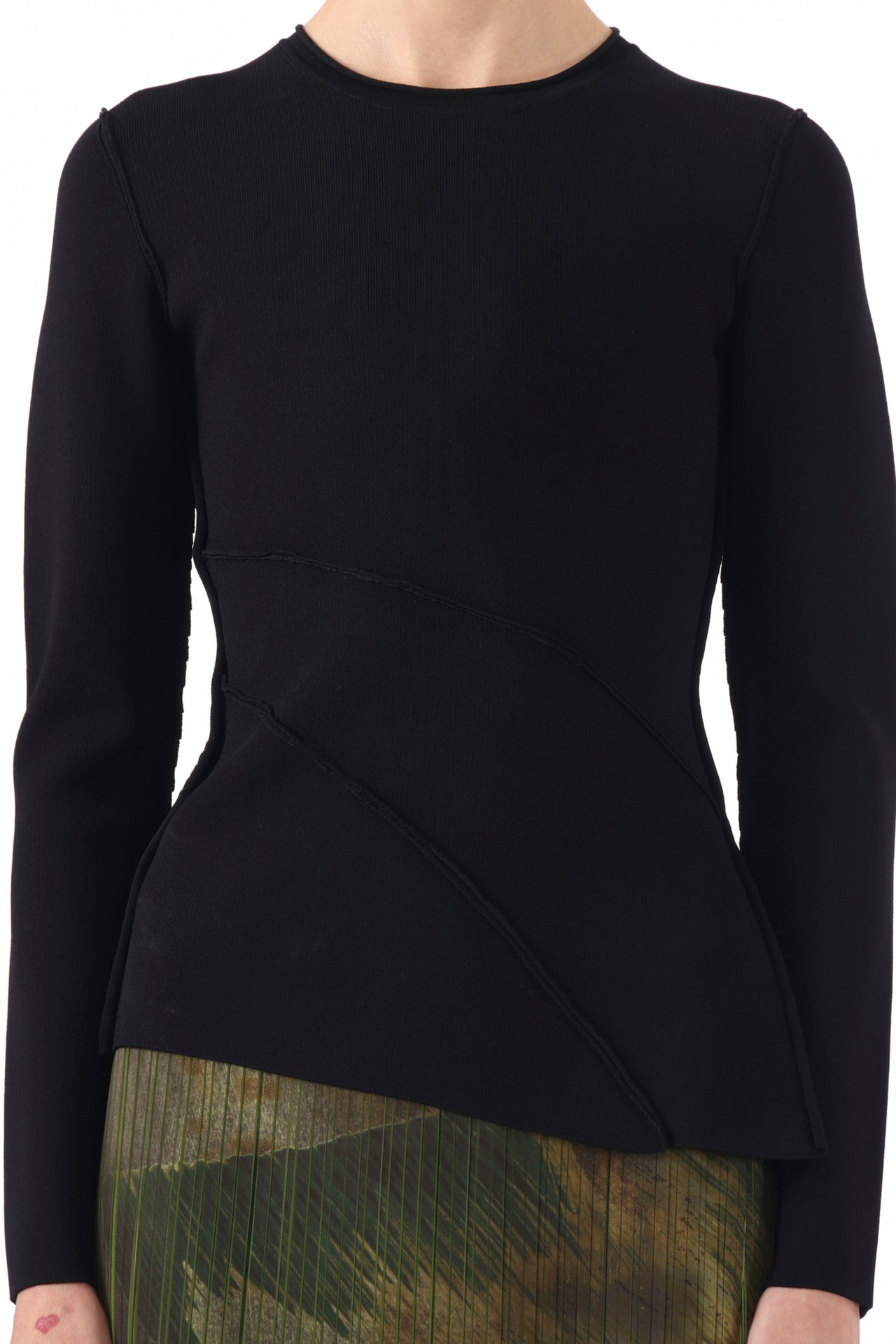 ASYMMETRICAL SEAMED CREW NECK SWEATER view 4