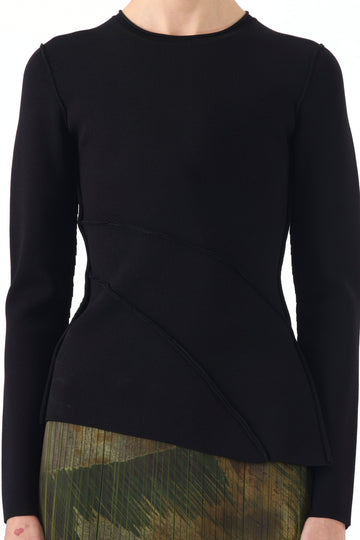 ASYMMETRICAL SEAMED CREW NECK SWEATER view 1
