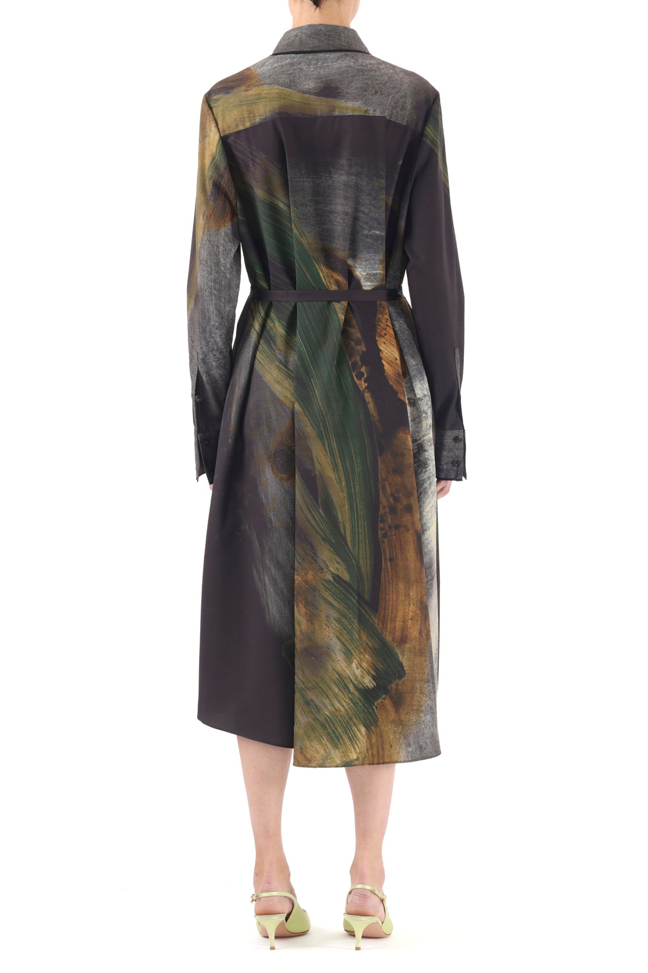 BRUSHSTROKE PRINTED OVERSIZED SHIRTDRESS WITH BELT view 3