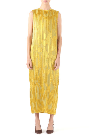 ABSTRACT FIL COUPE PLEATED MIDI SHIFT DRESS