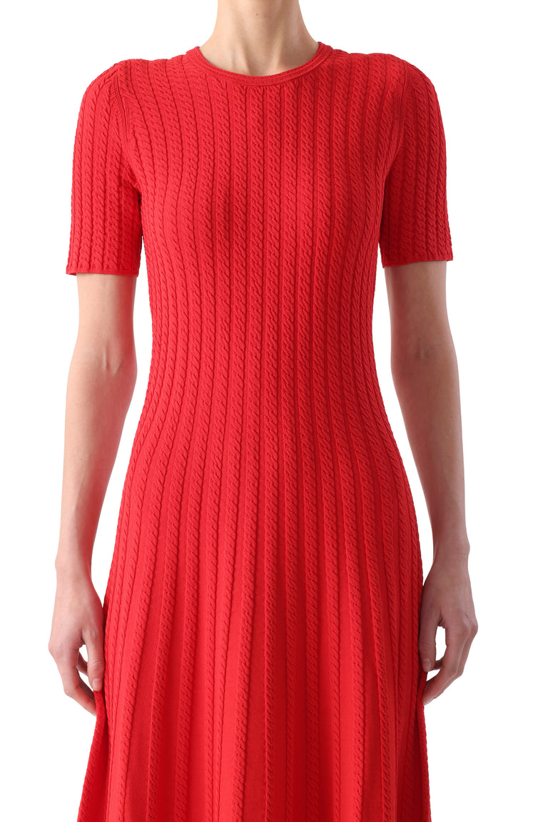 CABLE STITCH SHORT SLEEVE SWEATER MIDI DRESS view 4