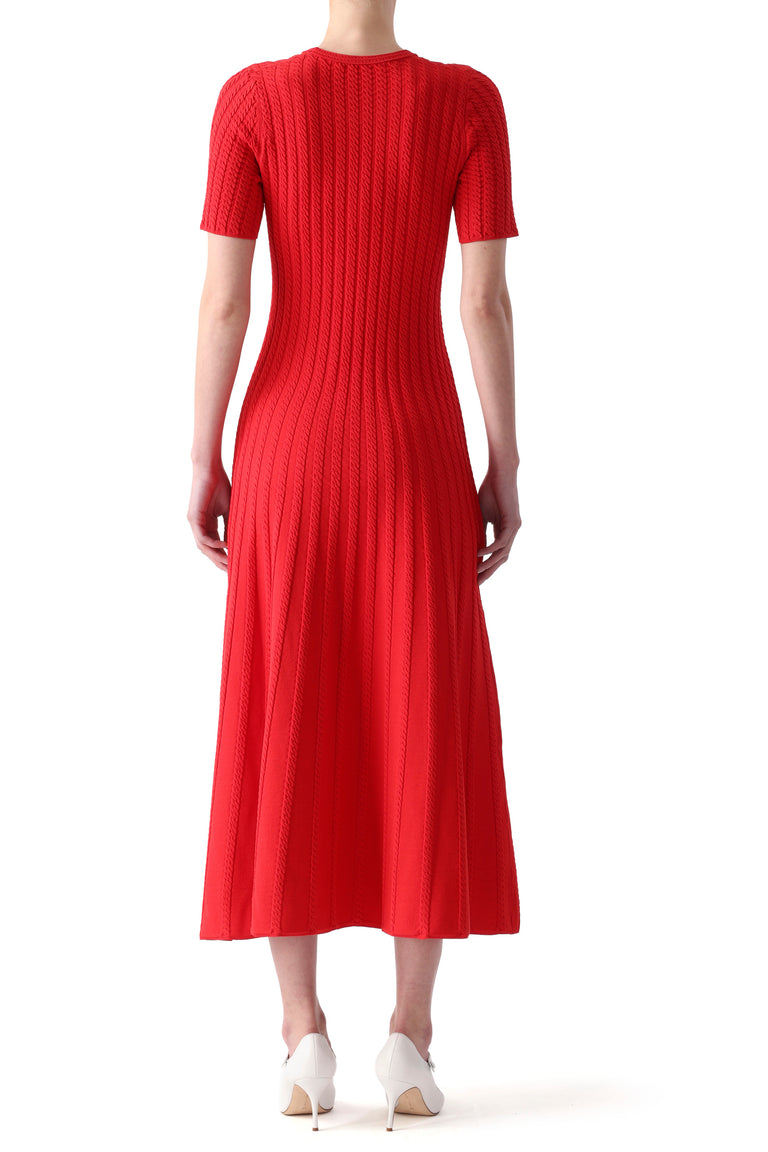 CABLE STITCH SHORT SLEEVE SWEATER MIDI DRESS view 3