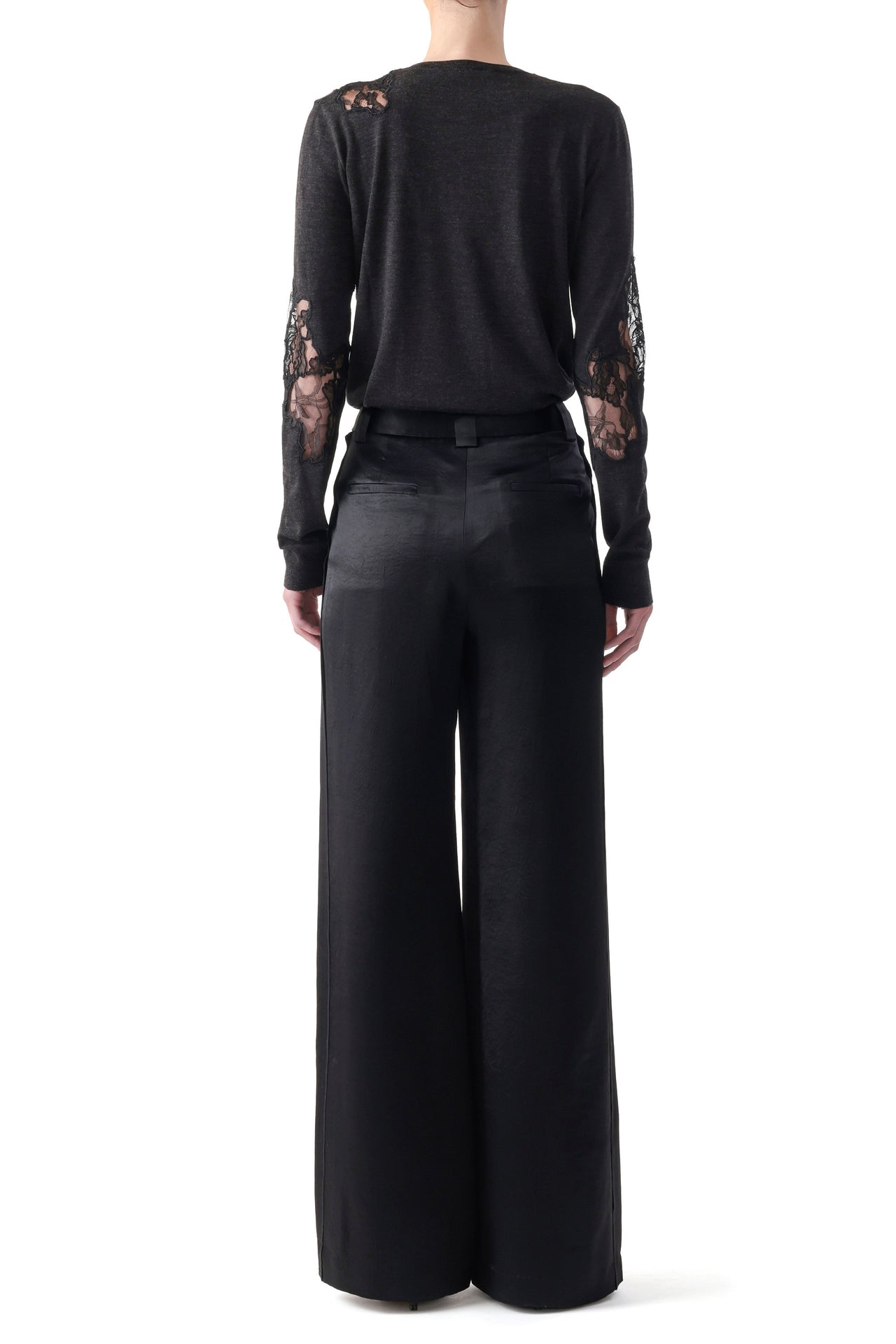 MERINO CREWNECK SWEATER WITH LACE view 4