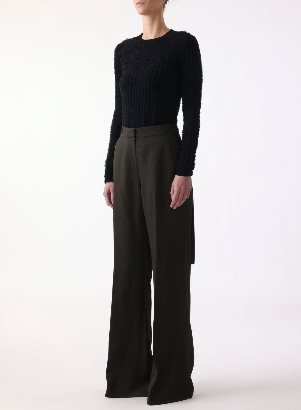 SOFT SUITING FLARE PANT WITH BACK LEG SLITS view 2