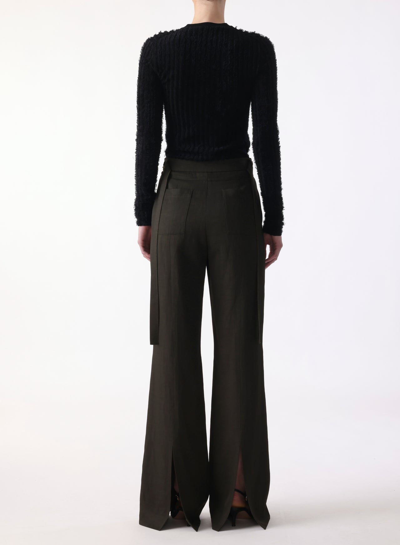 SOFT SUITING FLARE PANT WITH BACK LEG SLITS view 3