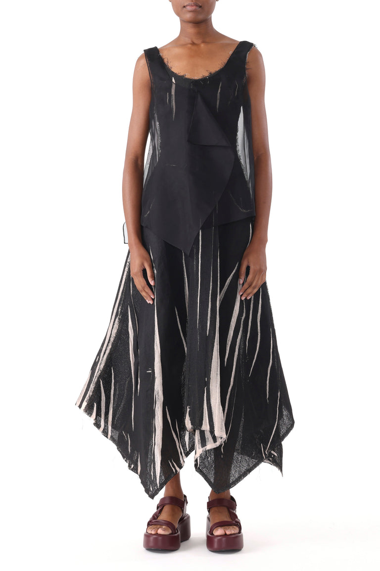 GAUZE SCREEN PRINTED TANK DRESS WITH HANDKERCHIEF view 1