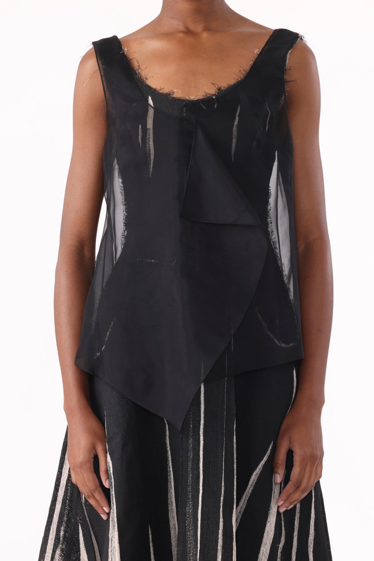 GAUZE SCREEN PRINTED TANK DRESS WITH HANDKERCHIEF view 3