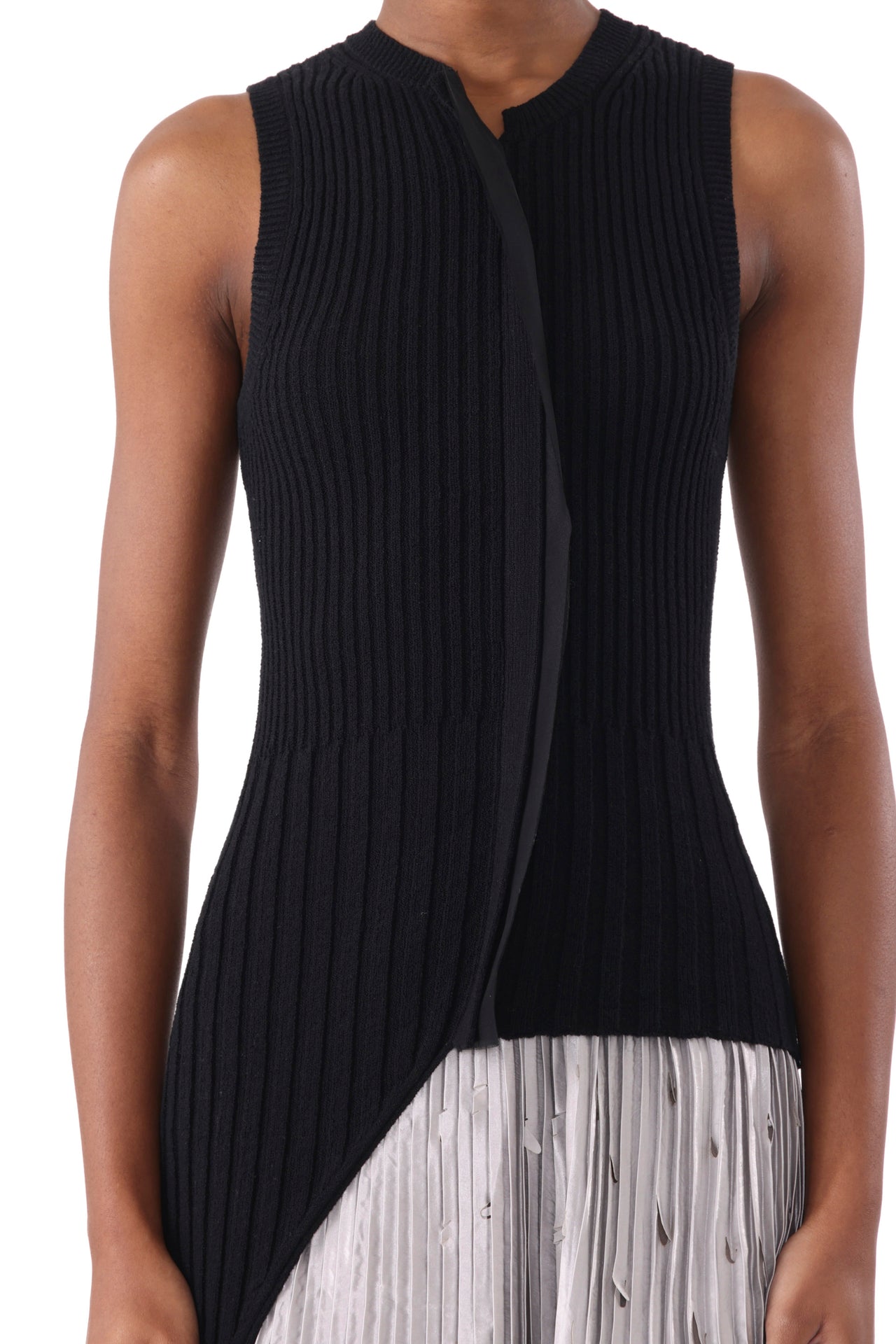 RIB KNIT ASYMMETRICAL SWEATER VEST view 1