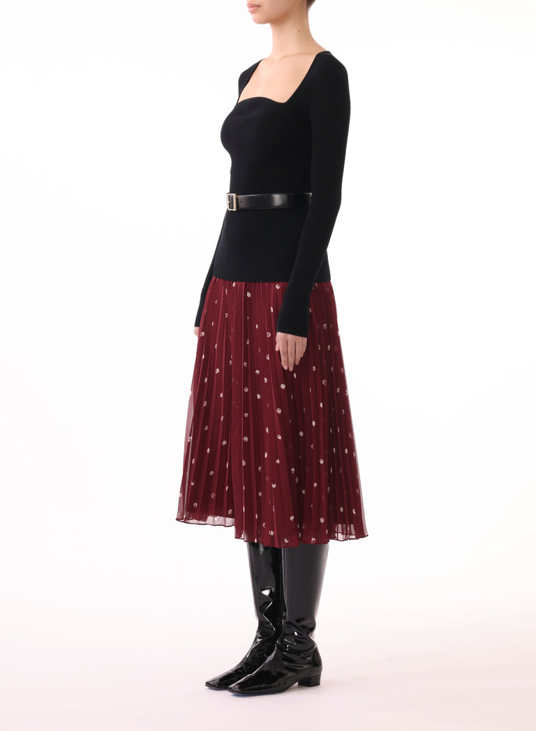 DOT PRINTED PLEATED SKIRT view 3
