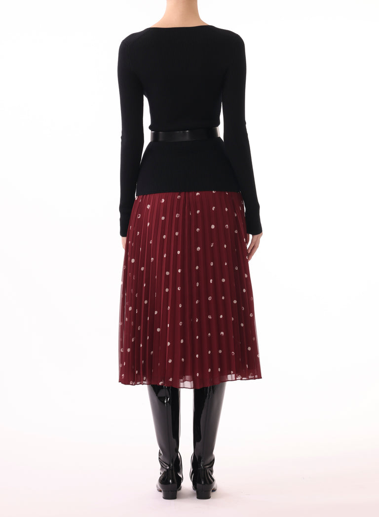 DOT PRINTED PLEATED SKIRT view 4