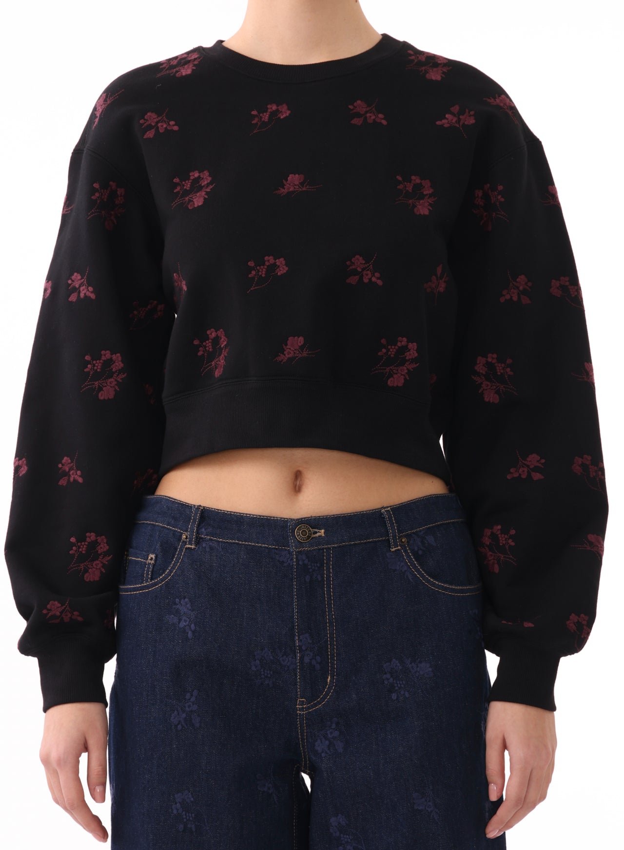 LONG SLEEVE SWEATSHIRT W/ FLORAL EMBROIDERY view 5