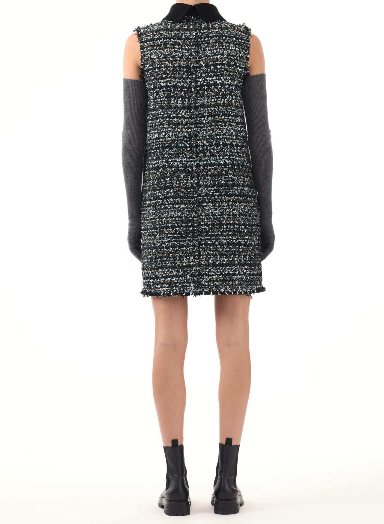 COLLARED TWEED MINI SHIFT DRESS view 4