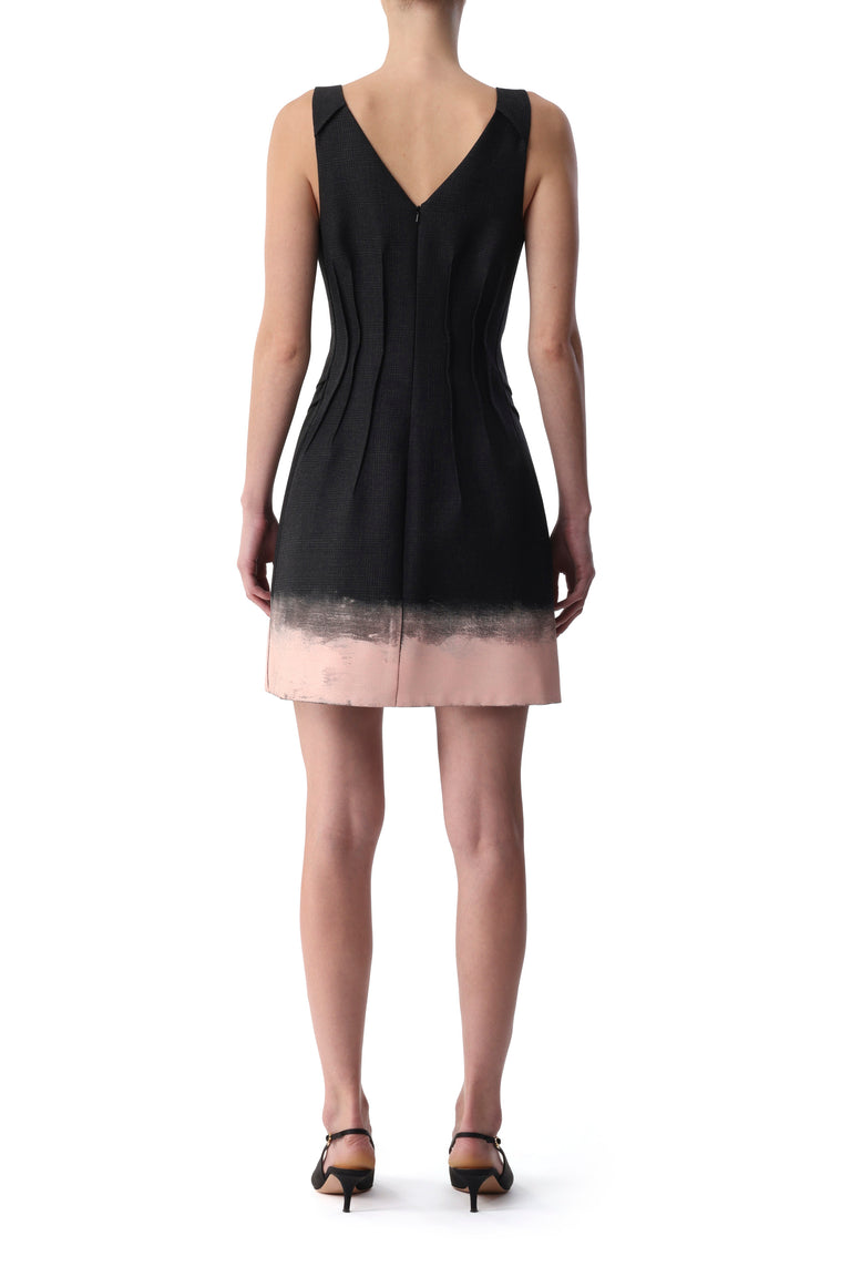 GLEN PLAID V-NECK MINI DRESS WITH PAINTED HEM view 3