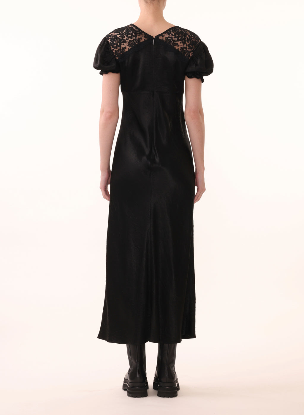 PUFF SLEEVE EMPIRE WAIST DRESS WITH LACE DETAIL view 5