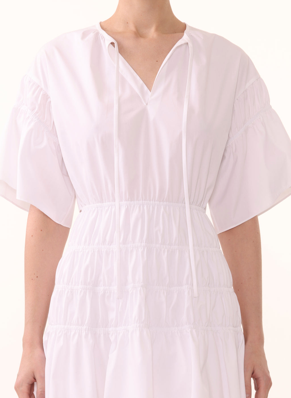 WIDE SLEEVE SHORT DRESS w/ RUCHED DETAIL view 5