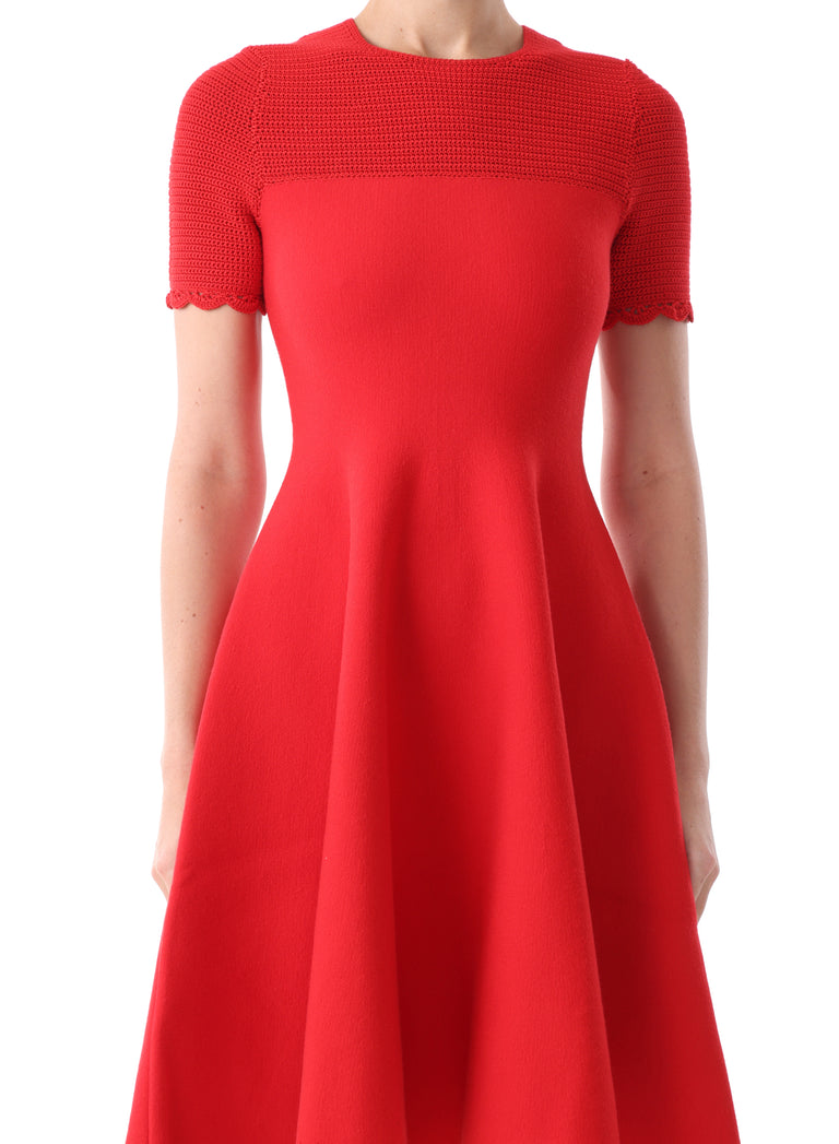 SHORT SLEEVE FIT AND FLARE SWEATER DRESS view 4