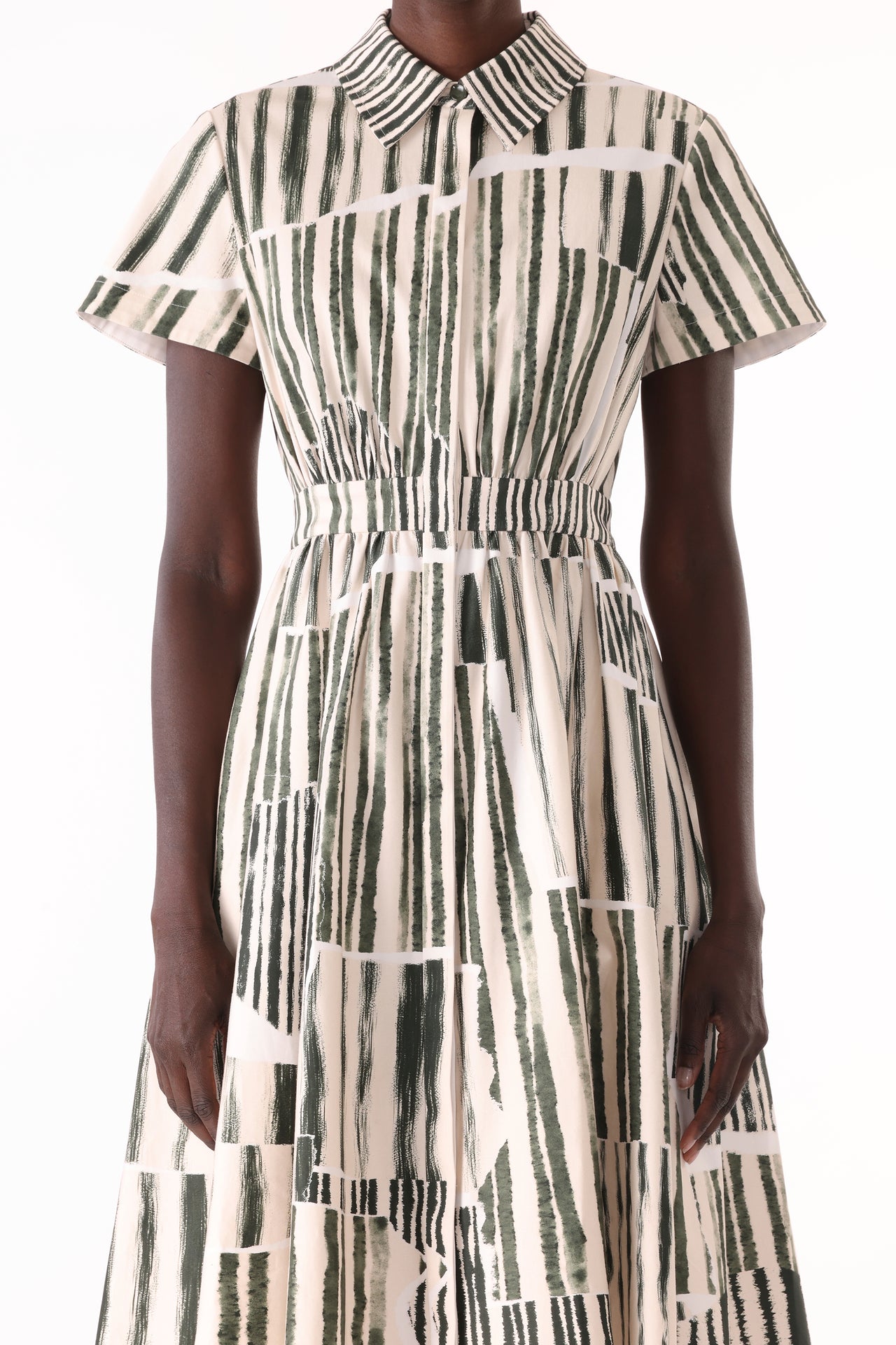 STRIPE COLLAGE STRETCH COTTON SHIRTDRESS view 5