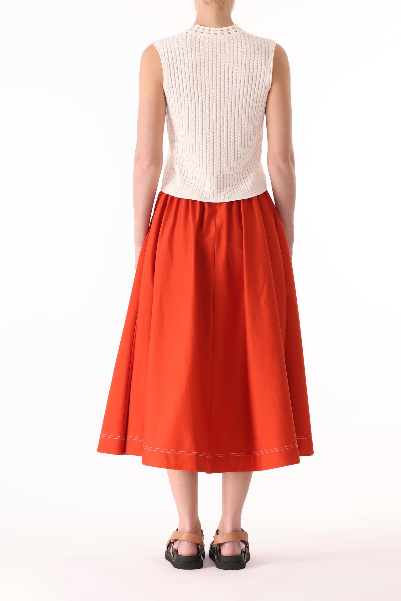 STRETCH COTTON MIDI SKIRT view 5