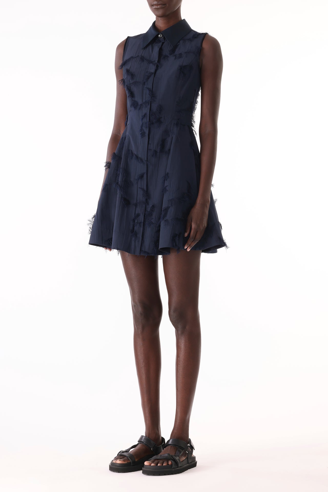 SLEEVELESS COTTON FIL COUPE MINI SHIRTDRESS view 3