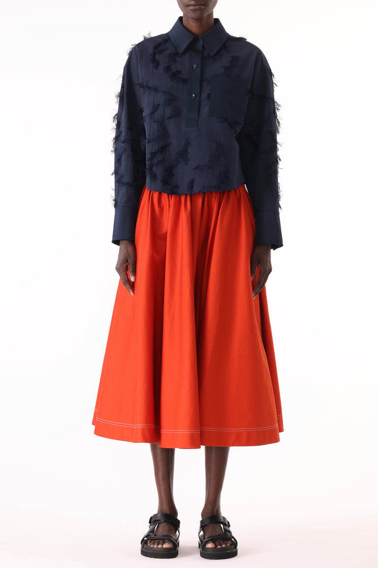 LONG SLEEVE CROPPED COTTON FIL COUPE SHIRT view 2