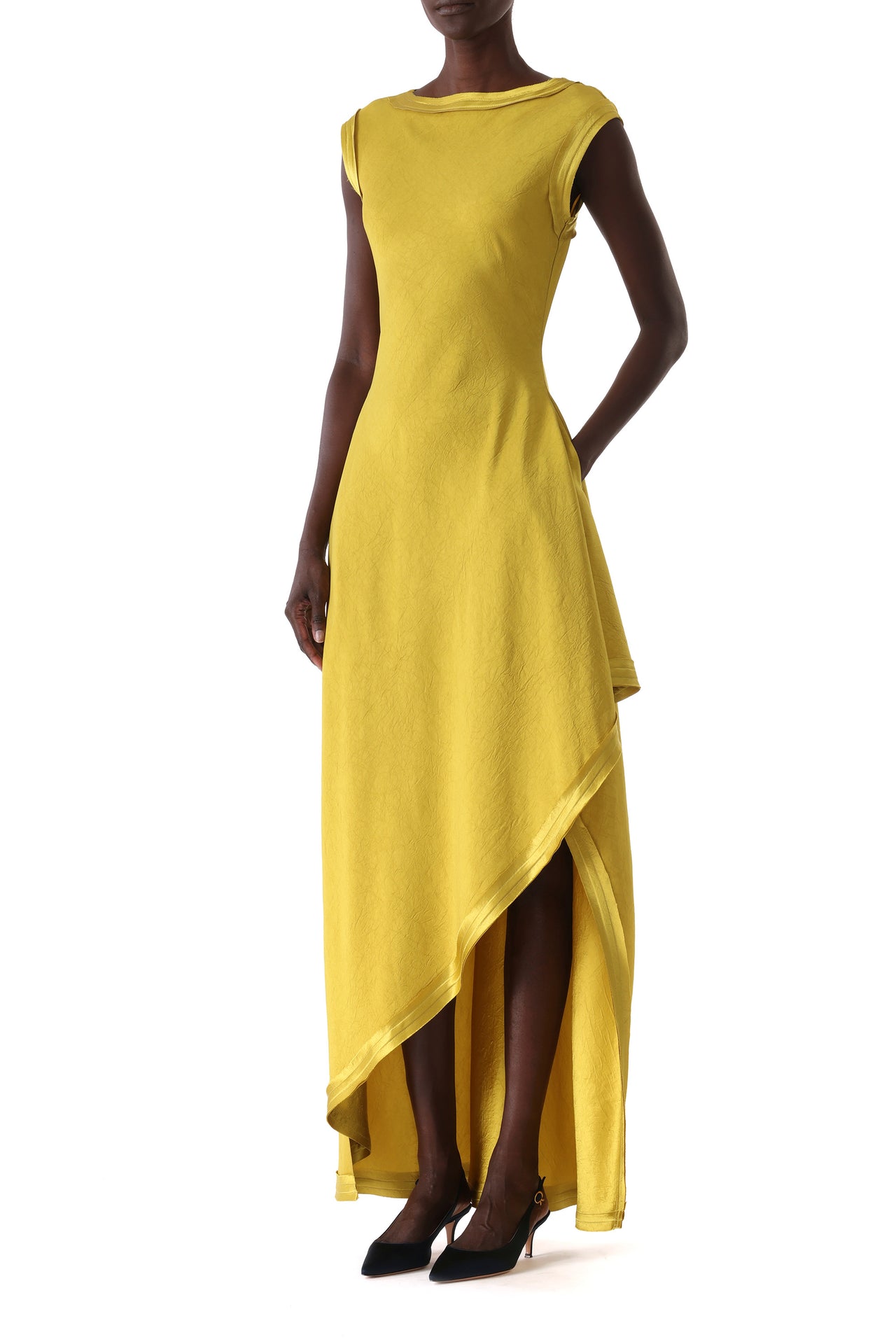 WASHED TWILL ASYMMETRICAL GOWN view 3