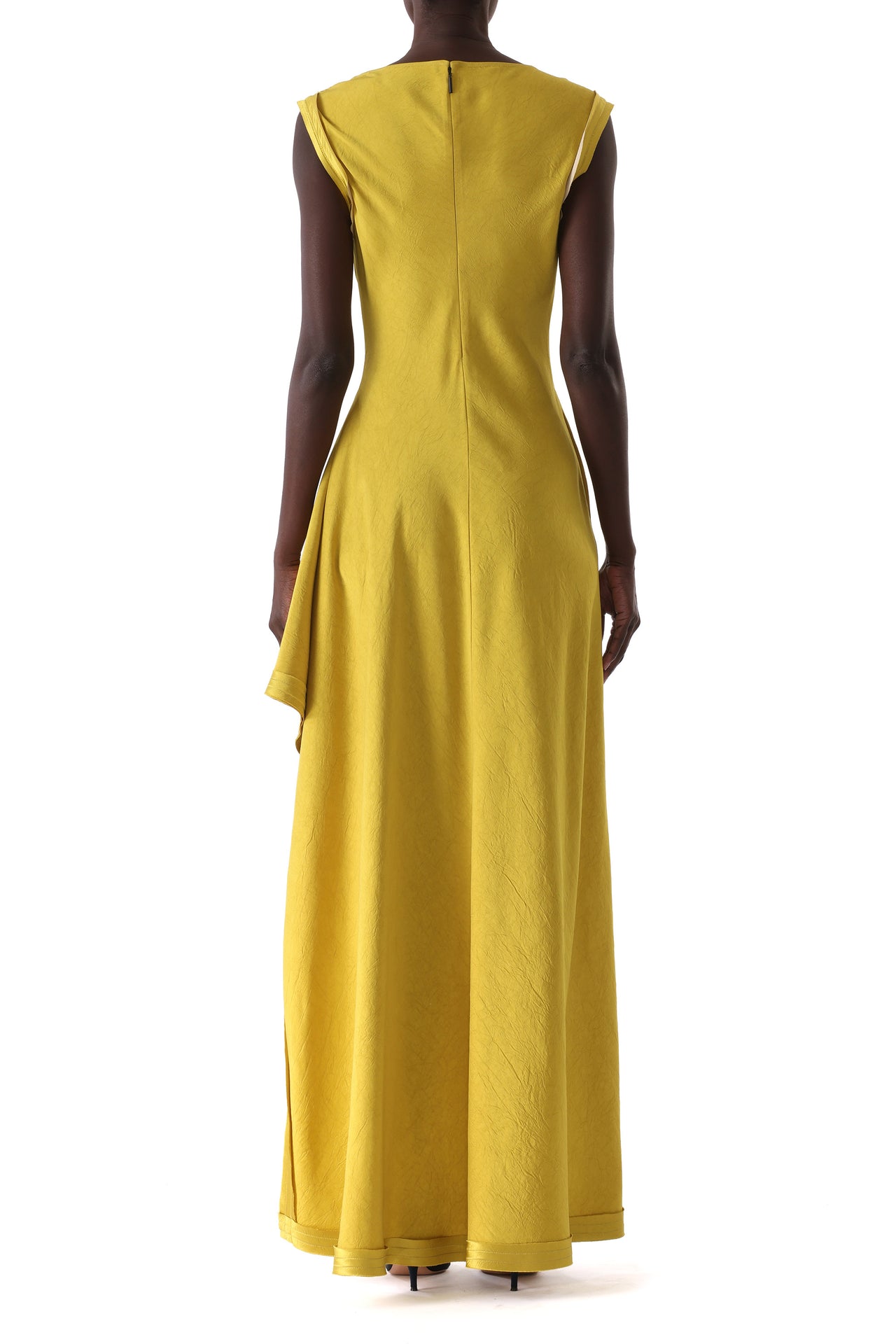 WASHED TWILL ASYMMETRICAL GOWN view 4