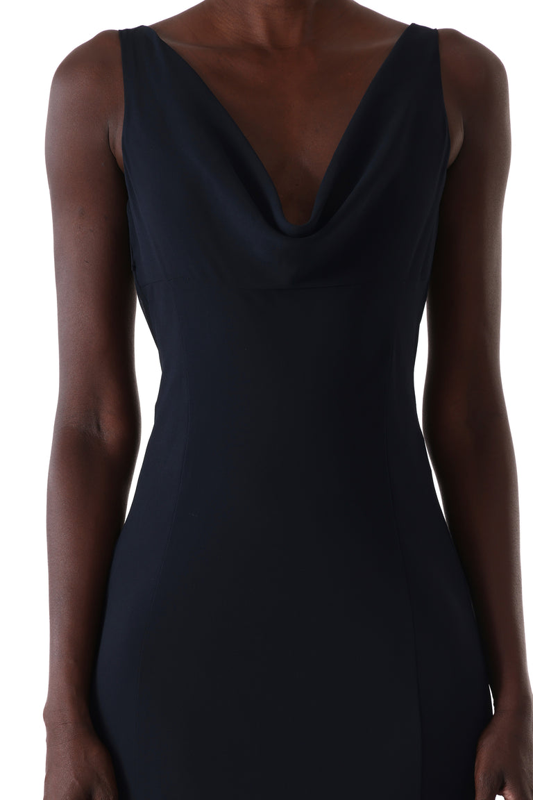WASHED TWILL LAYERED SLEEVELESS COCKTAIL DRESS view 5