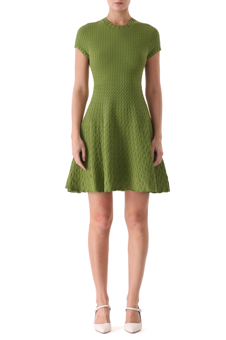 SHORT SLEEVE CABLE KNIT FIT AND FLARE DRESS view 2