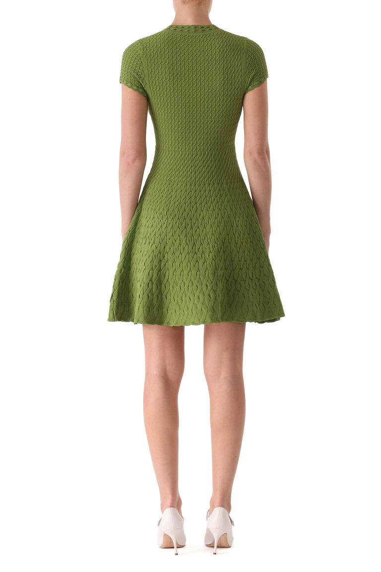 SHORT SLEEVE CABLE KNIT FIT AND FLARE DRESS view 5