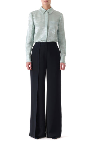 STRAIGHT LEG CADY TROUSERS WITH FRONT OVERLAP view 1