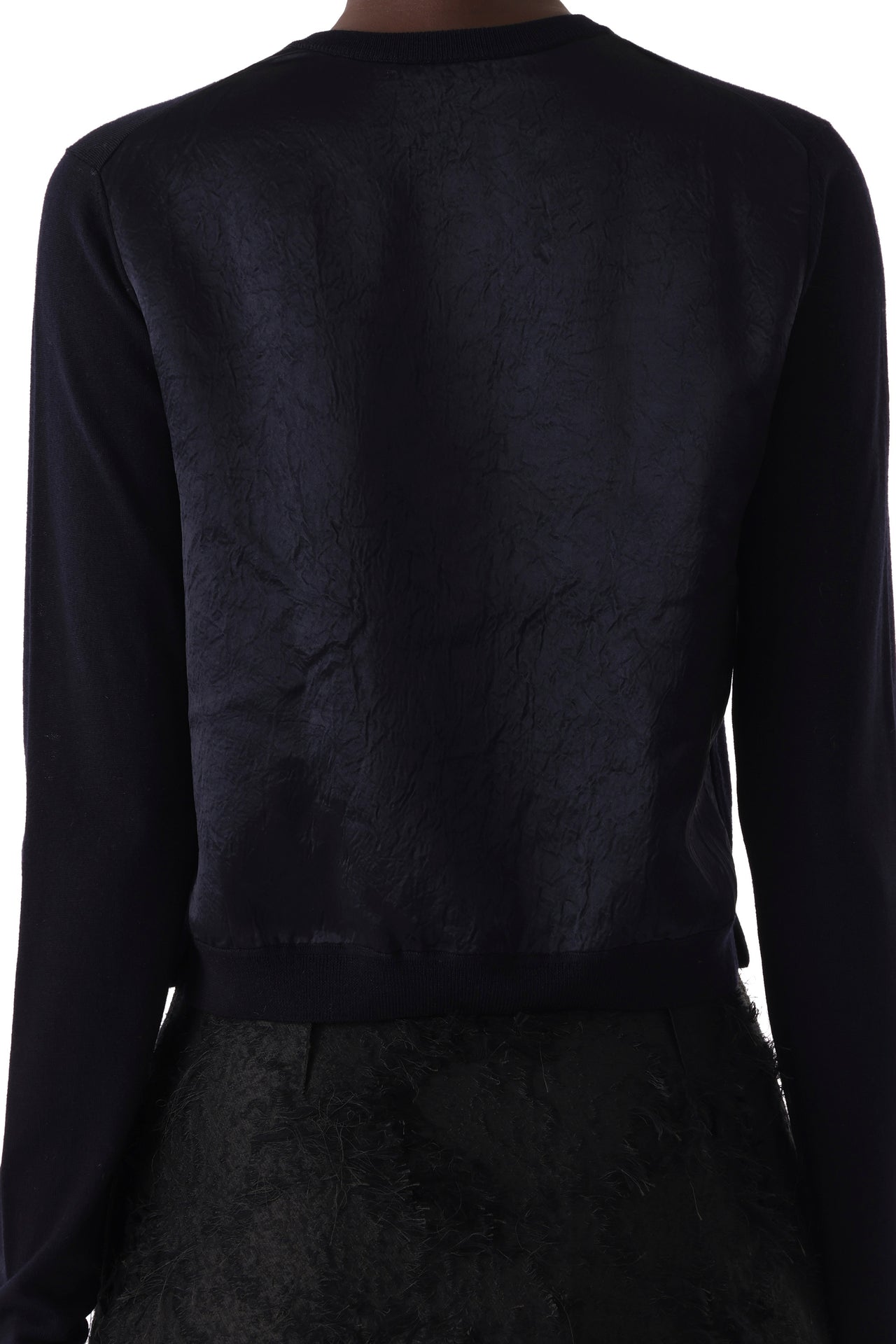 MERINO WOOL CARDIGAN WITH WASHED TWILL BACK view 4