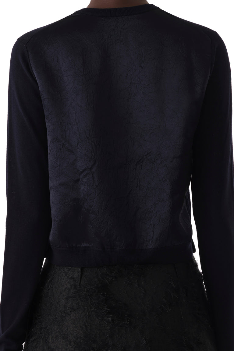 MERINO WOOL CARDIGAN WITH WASHED TWILL BACK view 4