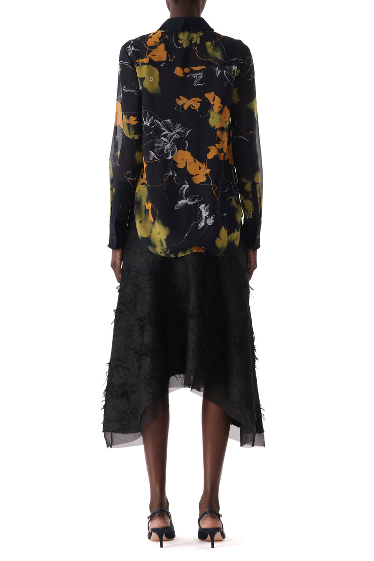 SHADOW FLORAL CREPE CHIFFON BUTTON-UP SHIRT view 4